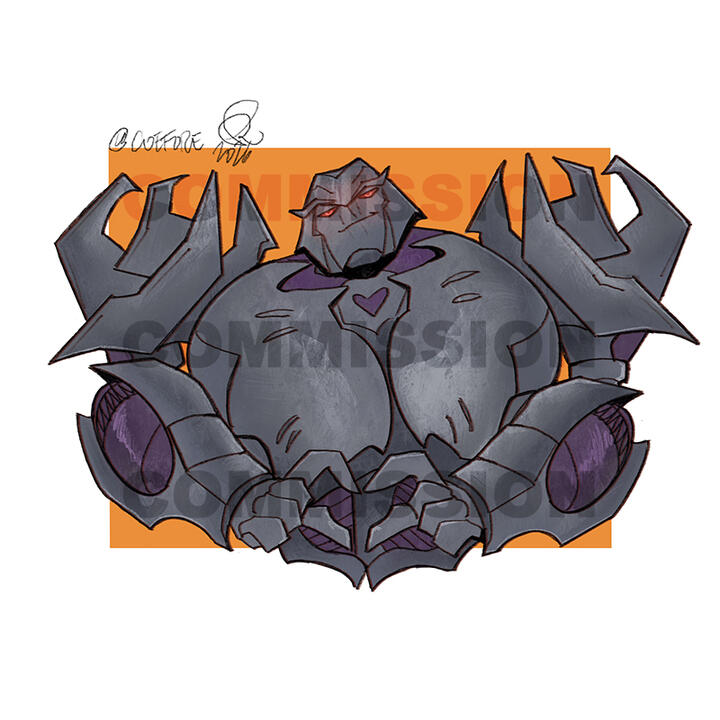 Fully coloured commission for a half-body mecha character. (2026)