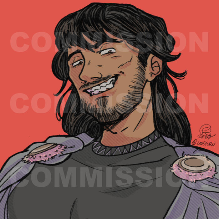 Headshot fully coloured icon commission for a human character. (2024)